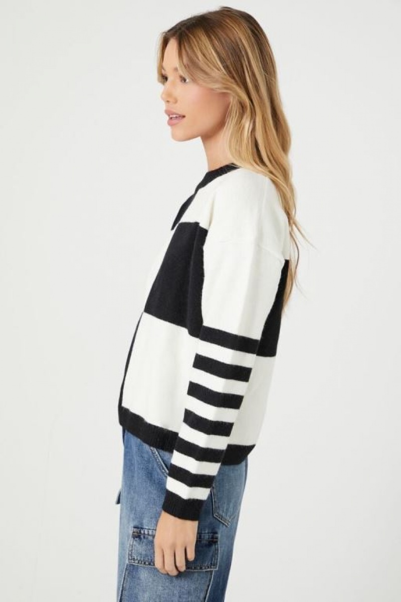 Suéteres Forever 21 Checkered Amp A Rayas Mujer Negras Blancas | HgsbqNdmjmG