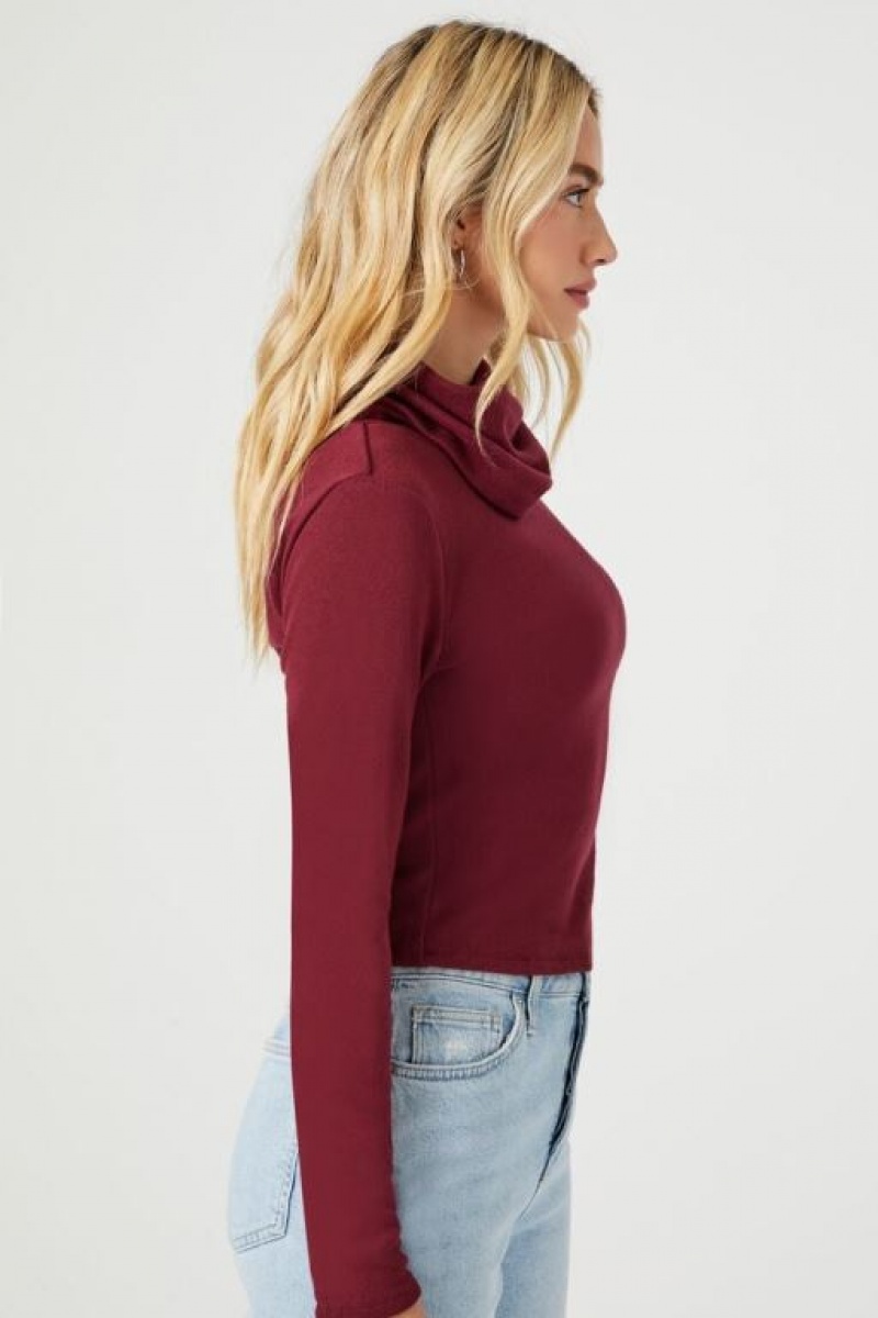 Suéteres Forever 21 Cowl Turtleneck Mujer Burdeos | 3roq2SbbW26