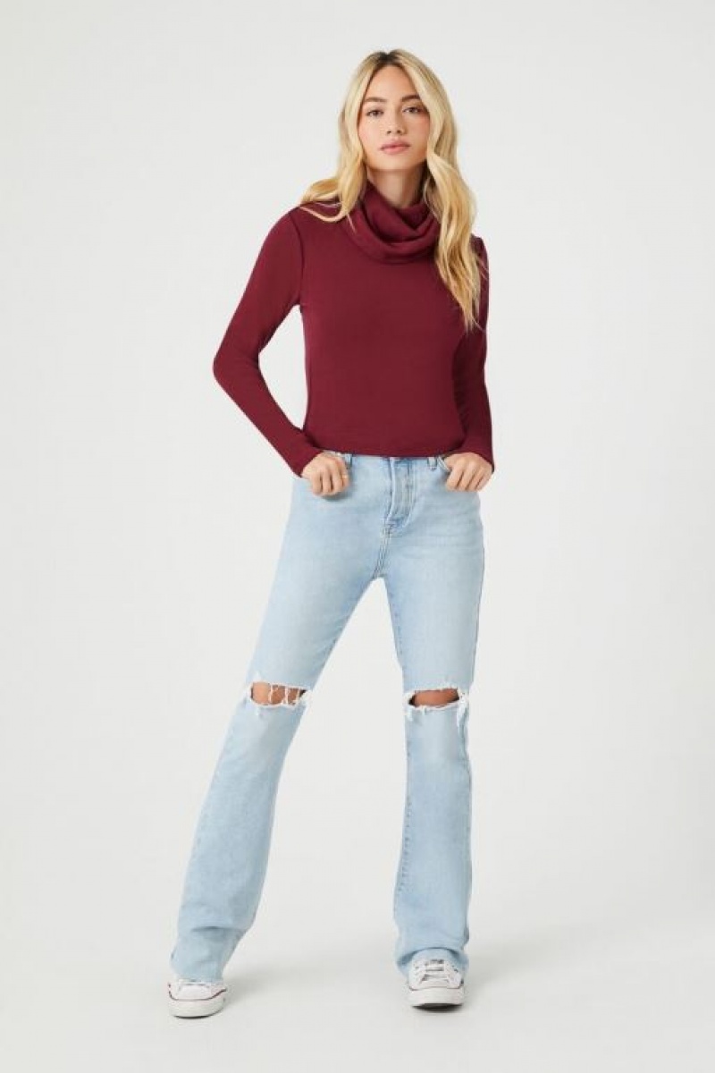 Suéteres Forever 21 Cowl Turtleneck Mujer Burdeos | 3roq2SbbW26