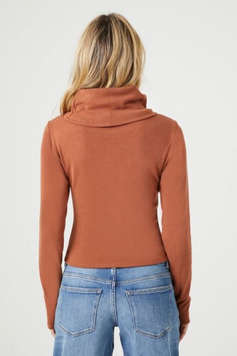 Suéteres Forever 21 Cowl Turtleneck Mujer Marrones | czSllnXYlHb