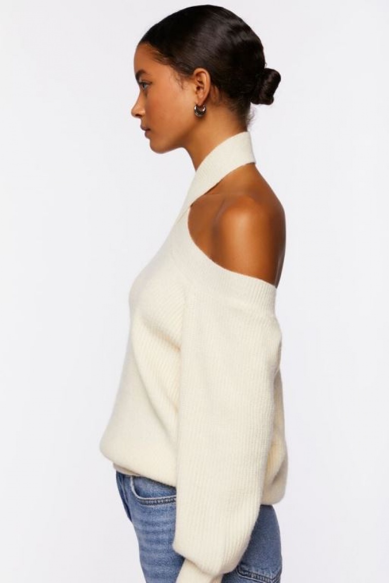 Suéteres Forever 21 Crisscross Off The Shoulder Mujer Creme | 2izRDVzsKWJ