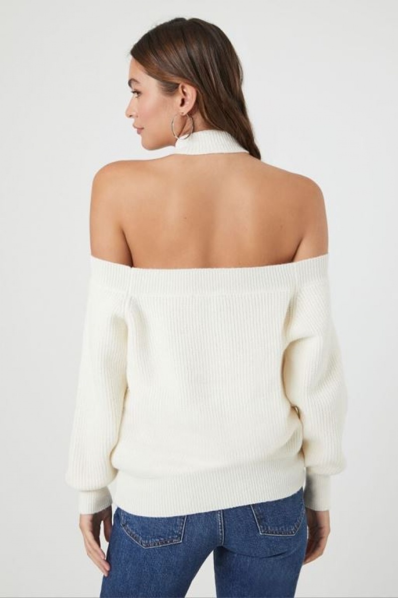 Suéteres Forever 21 Crisscross Off The Shoulder Mujer Blancas | WBslg46rEWG