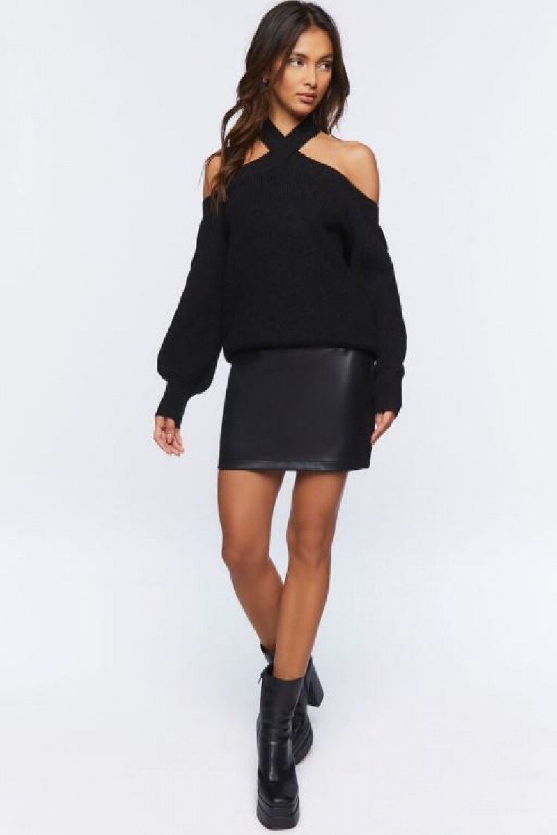 Suéteres Forever 21 Crisscross Off The Shoulder Mujer Negras | bcFhtWNUO7W