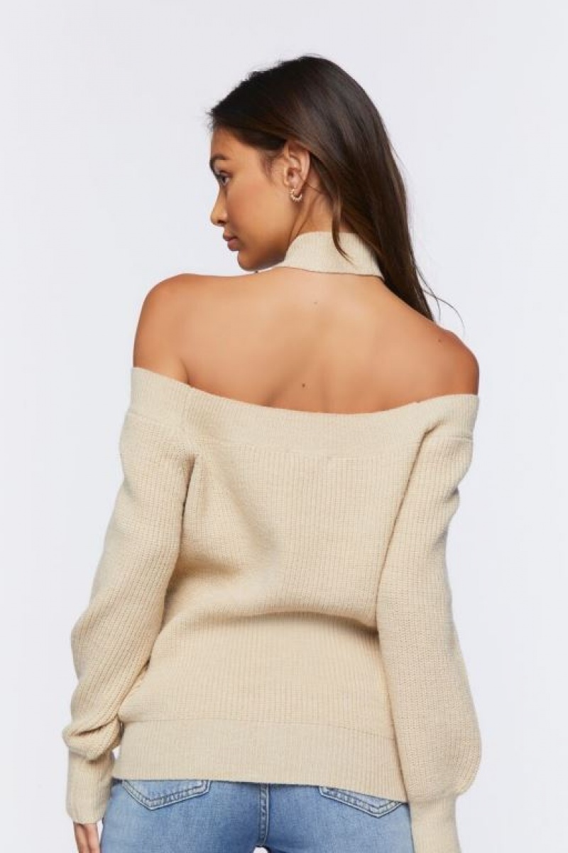 Suéteres Forever 21 Crisscross Off The Shoulder Mujer Beige | zJpMP38xlfv