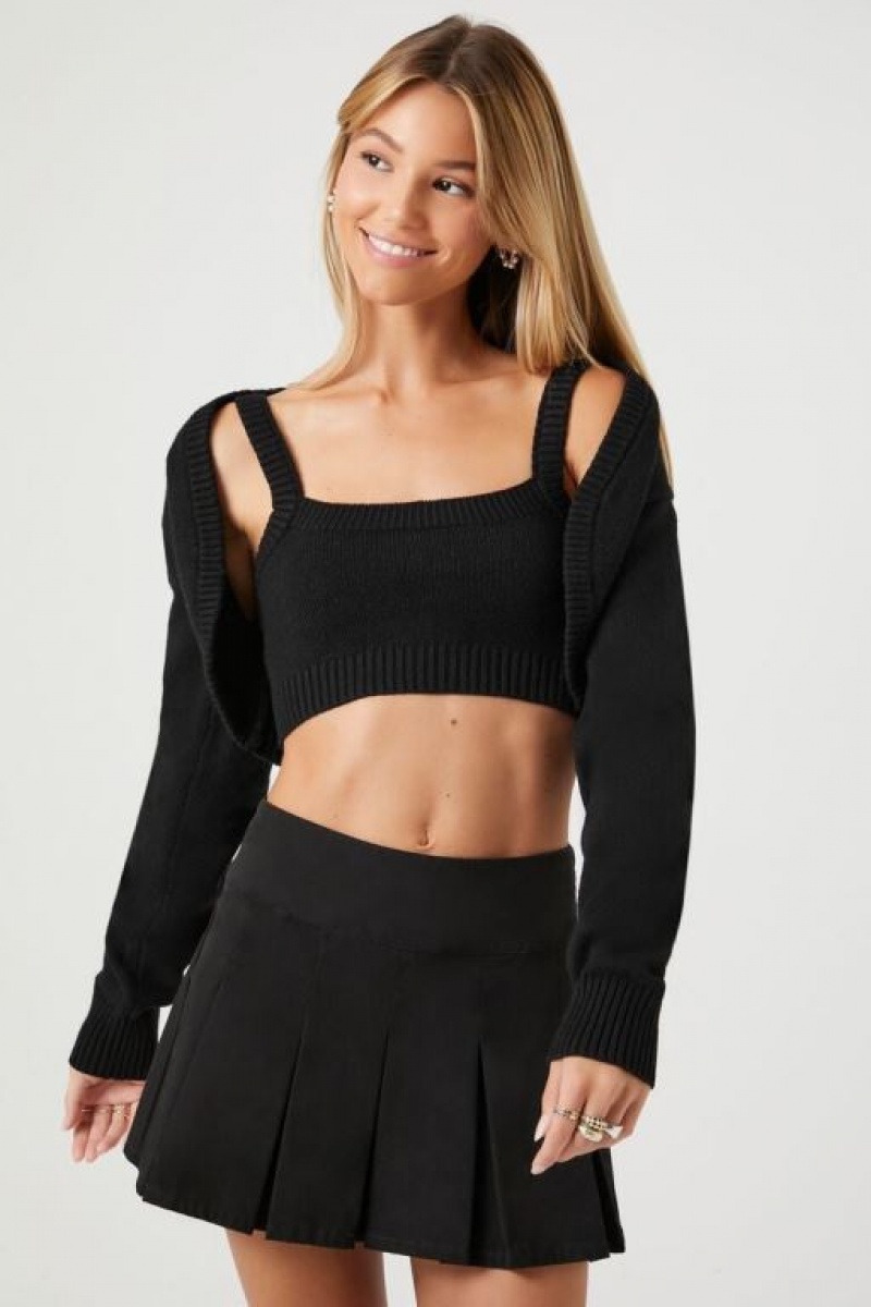 Suéteres Forever 21 Crop Amp Shrug Set Mujer Negras | Litr61q1YPi