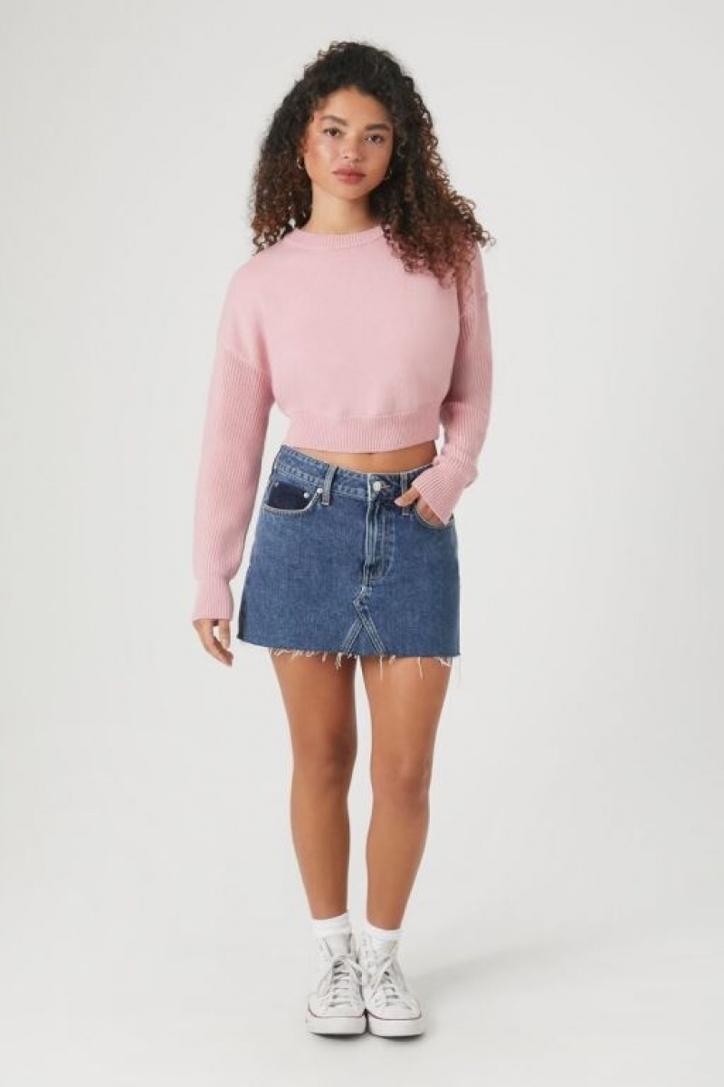 Suéteres Forever 21 Cropped Acanalado Trim Mujer Moradas | 0POcTxqZaOY