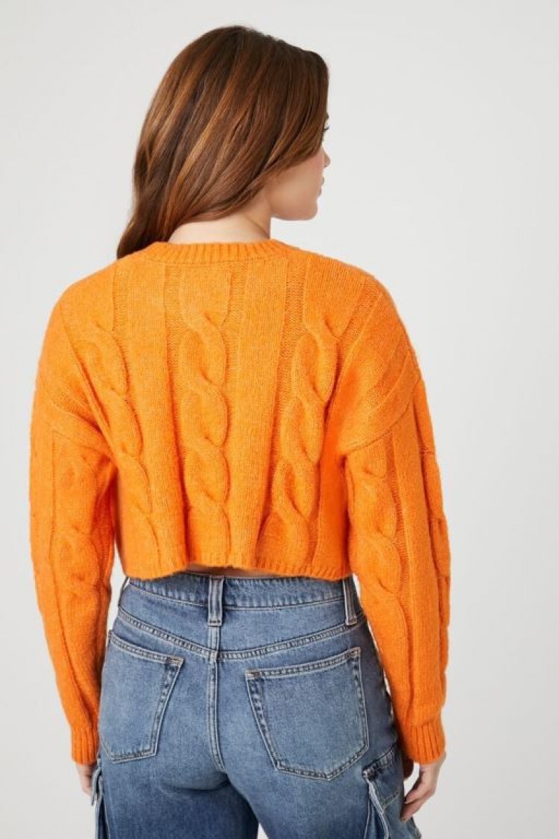 Suéteres Forever 21 Cropped Boxy Cable Knit Mujer Naranjas | o8FrzNN9Pro