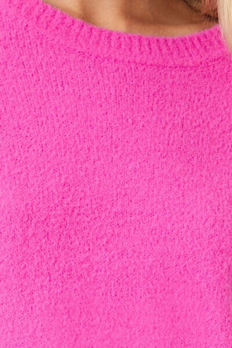 Suéteres Forever 21 Cropped Fuzzy Knit Mujer Fucsia | UFQ6SxDabm5