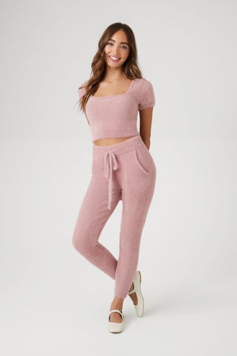 Suéteres Forever 21 Cropped Fuzzy Knit Mujer Moradas | xuRsjD18ZUu