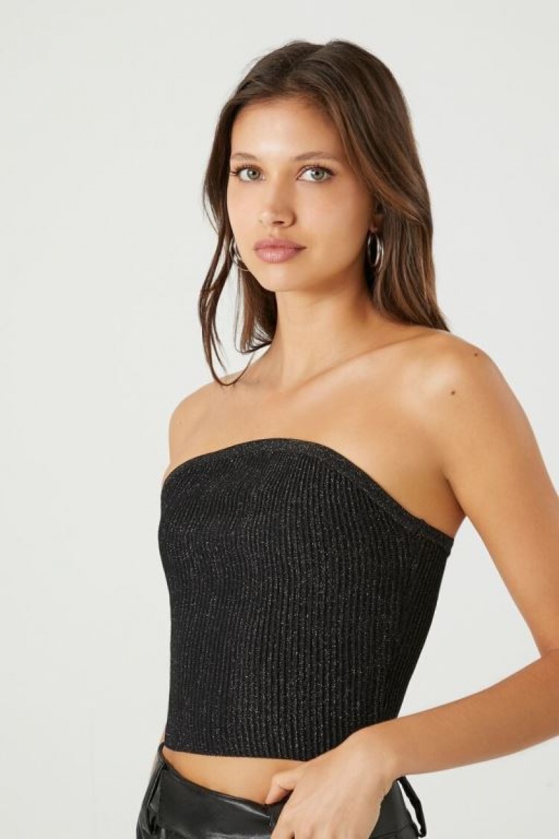 Suéteres Forever 21 Cropped Knit Tube Mujer Negras | 5VvoIcc5t6u