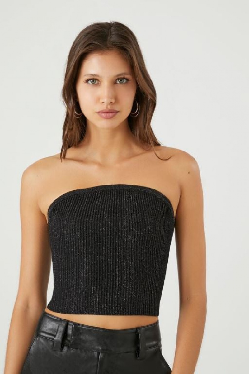 Suéteres Forever 21 Cropped Knit Tube Mujer Negras | 5VvoIcc5t6u