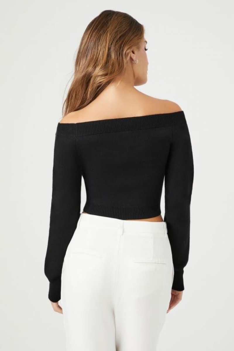 Suéteres Forever 21 Cropped Off The Shoulder Mujer Negras | NaE0BxYbNtd