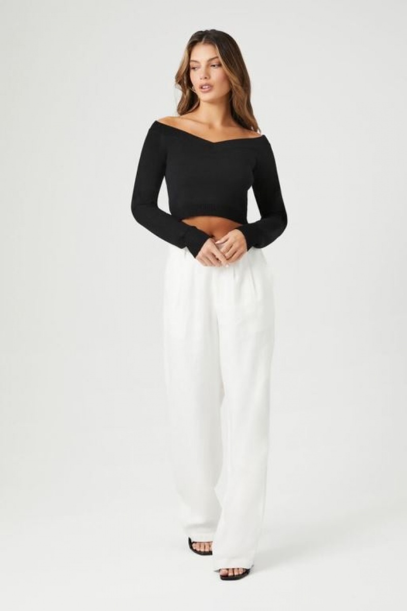 Suéteres Forever 21 Cropped Off The Shoulder Mujer Negras | NaE0BxYbNtd