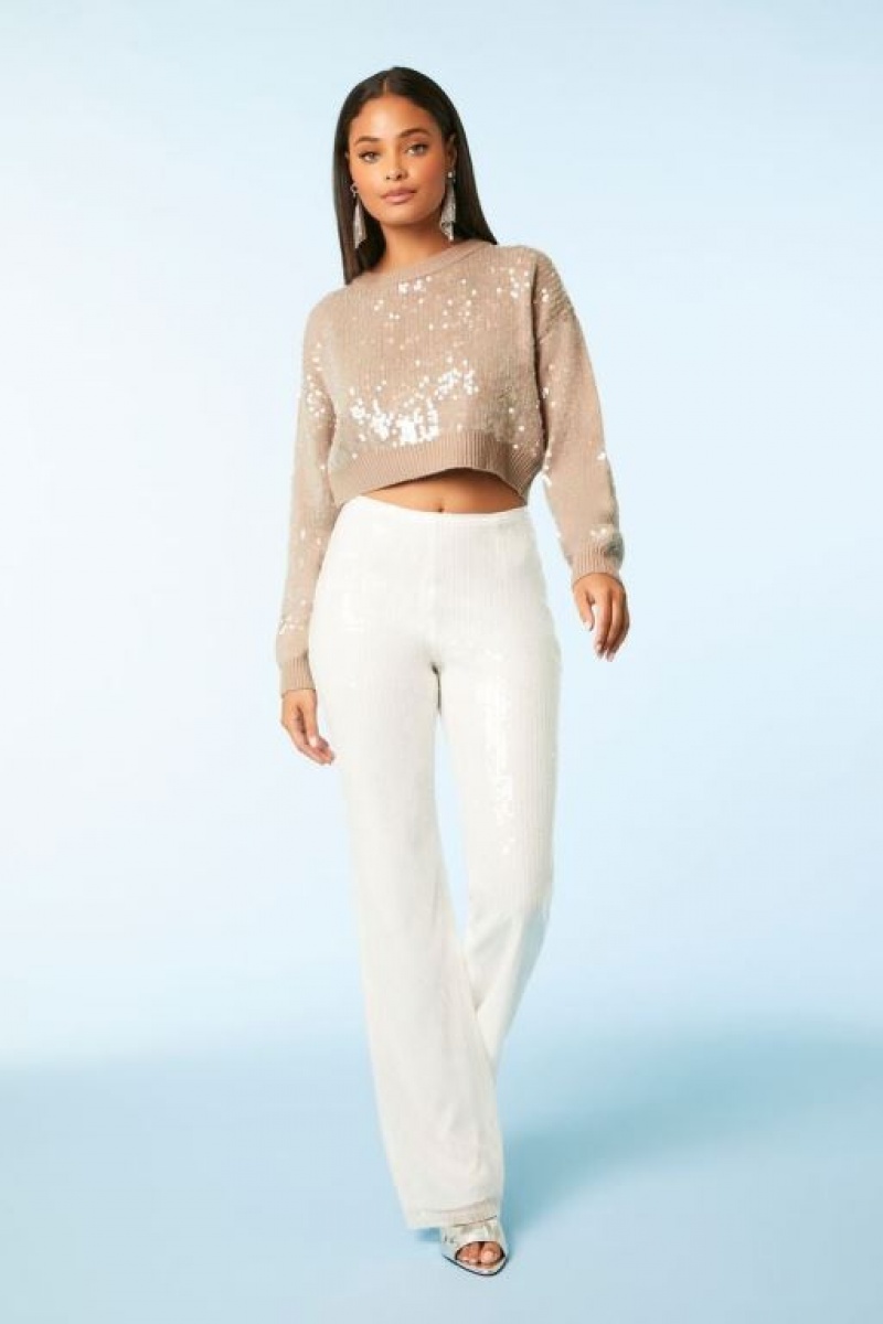 Suéteres Forever 21 Cropped Sequin Mujer Multicolor | KjvOHFRnCAa