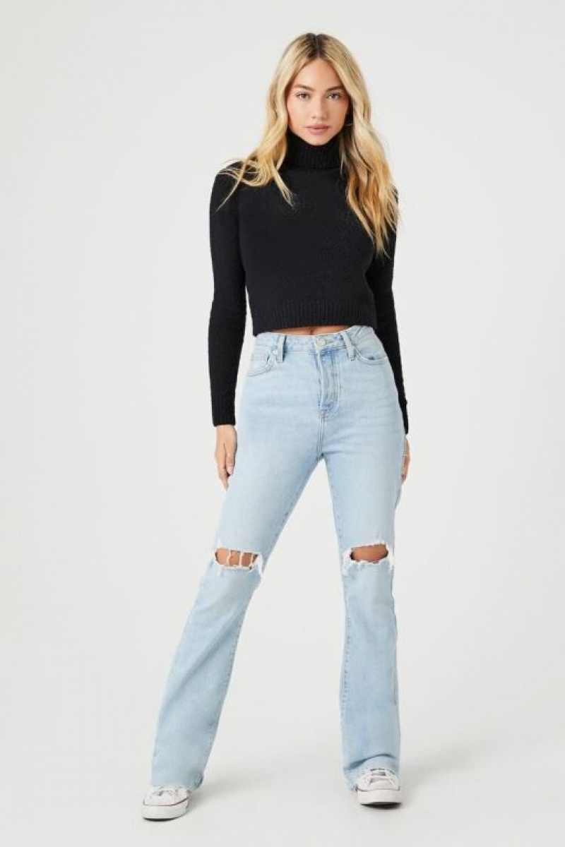 Suéteres Forever 21 Cropped Turtleneck Mujer Negras | pN5qzIKfrgZ