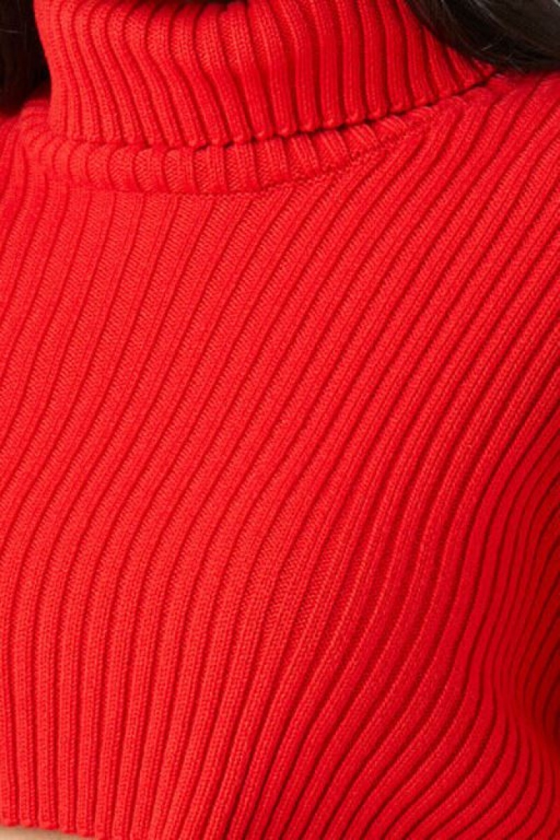 Suéteres Forever 21 Cropped Turtleneck Mujer Rojas | yNyYKIk6nyD