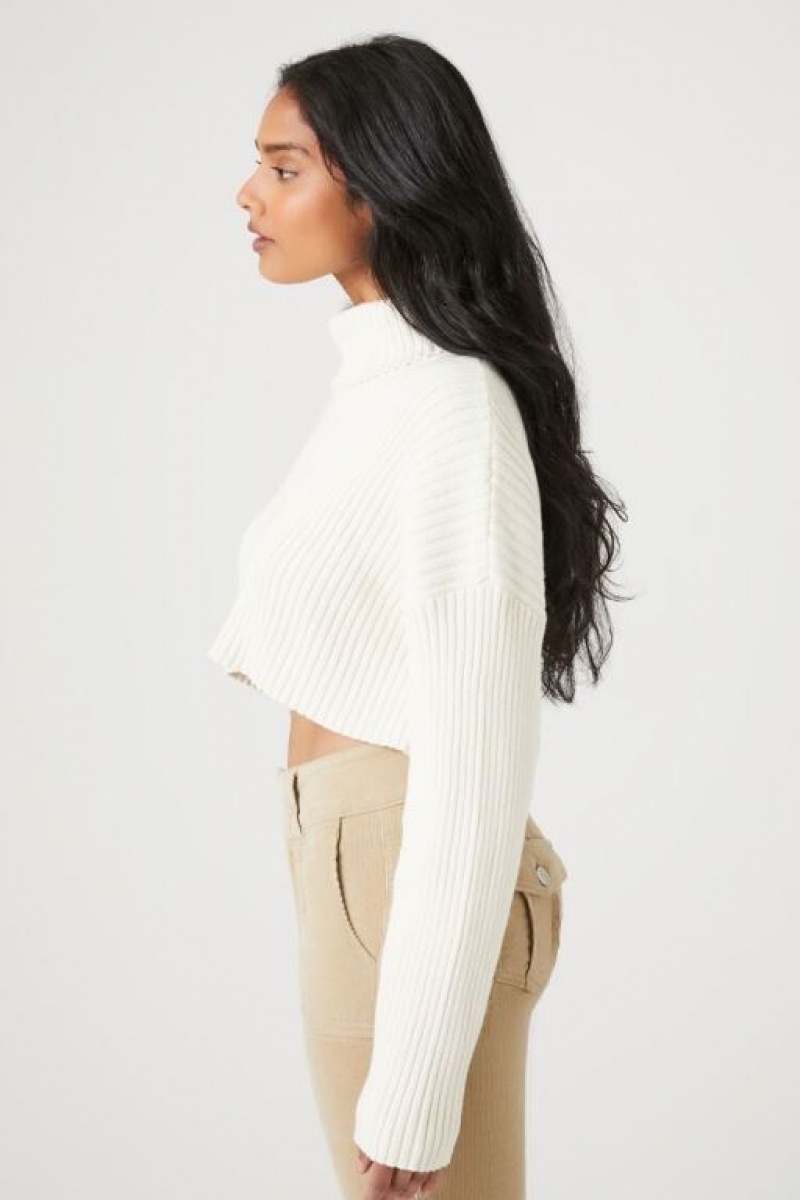 Suéteres Forever 21 Cropped Turtleneck Mujer Creme | UMQZqOKvgtY