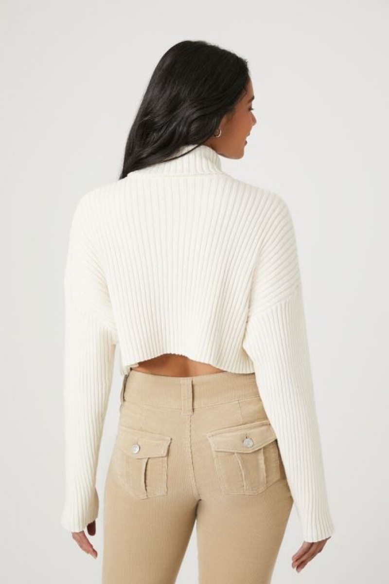 Suéteres Forever 21 Cropped Turtleneck Mujer Creme | UMQZqOKvgtY