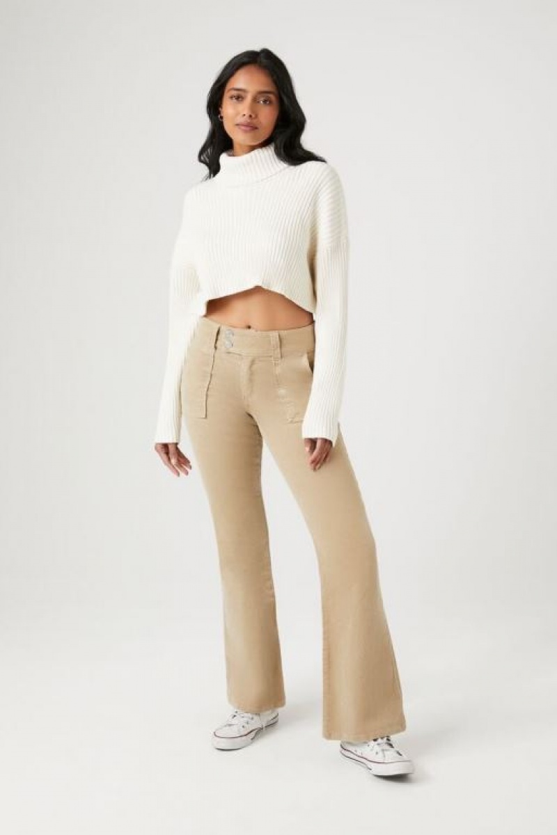 Suéteres Forever 21 Cropped Turtleneck Mujer Creme | UMQZqOKvgtY