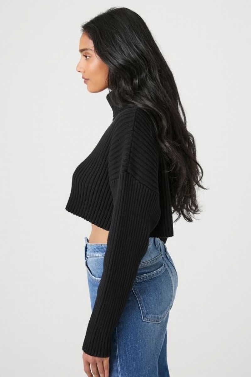 Suéteres Forever 21 Cropped Turtleneck Mujer Negras | rohQ0IaLyLB