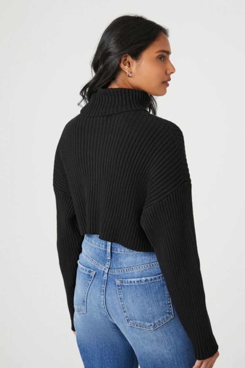 Suéteres Forever 21 Cropped Turtleneck Mujer Negras | rohQ0IaLyLB