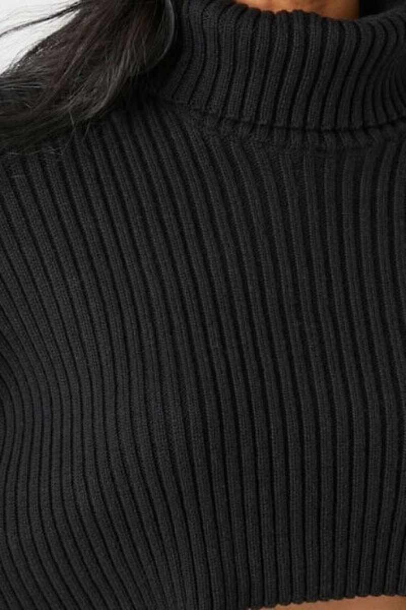 Suéteres Forever 21 Cropped Turtleneck Mujer Negras | rohQ0IaLyLB