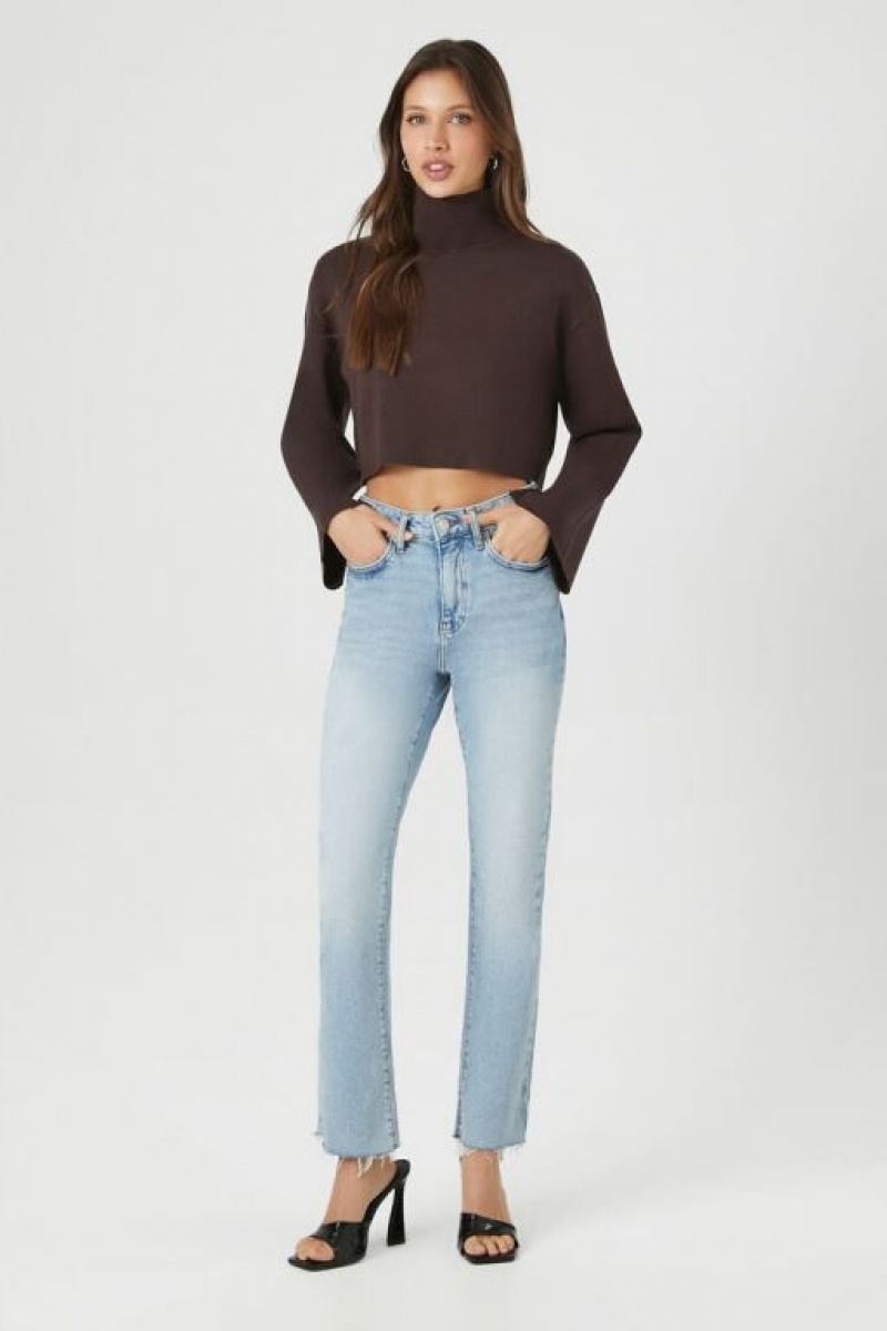 Suéteres Forever 21 Cropped Turtleneck Mujer Marrones | L4W4FIM2GND