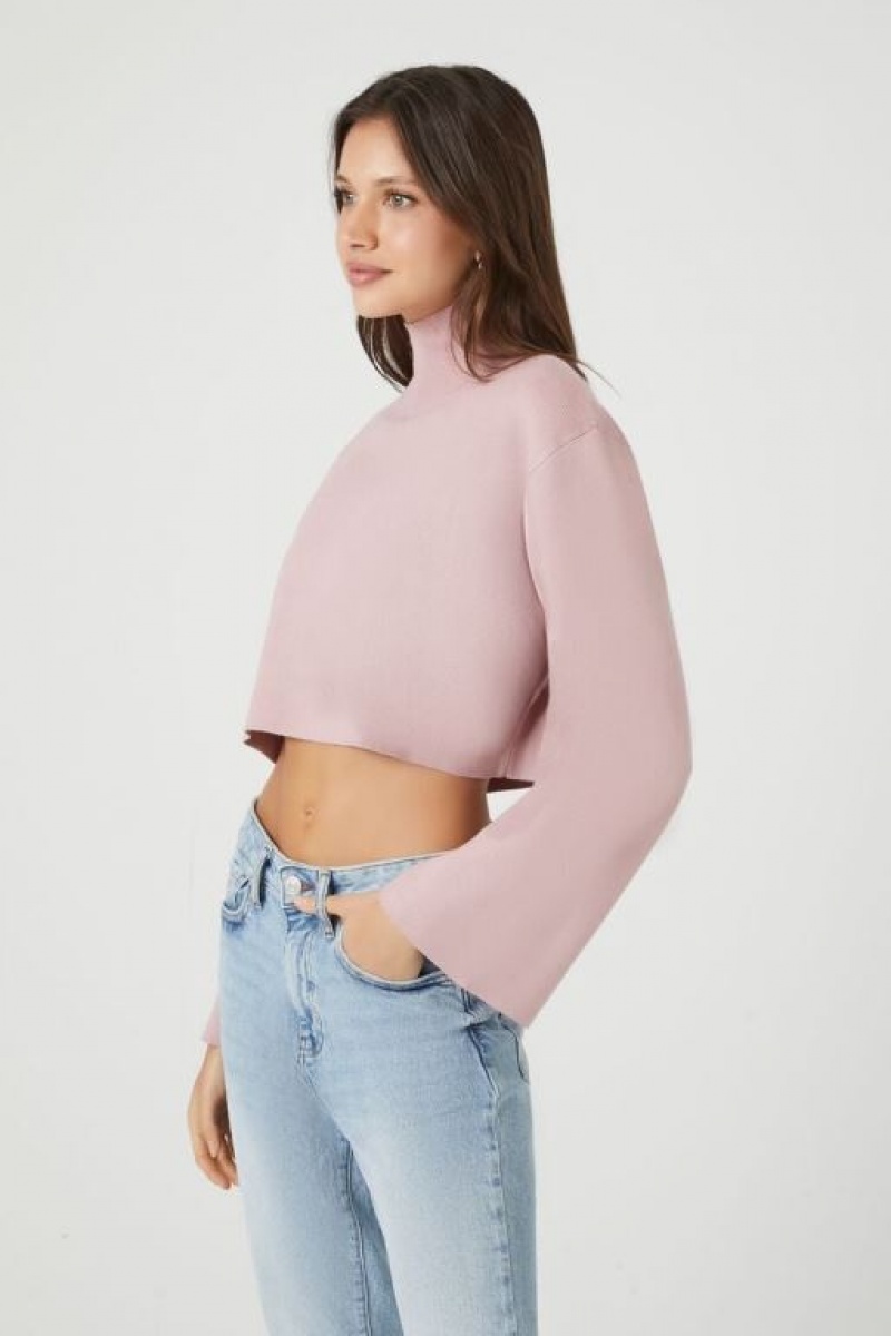 Suéteres Forever 21 Cropped Turtleneck Mujer Rosas | LMInEPuMcrA