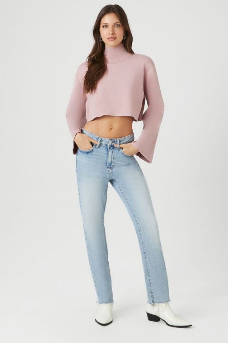 Suéteres Forever 21 Cropped Turtleneck Mujer Rosas | LMInEPuMcrA