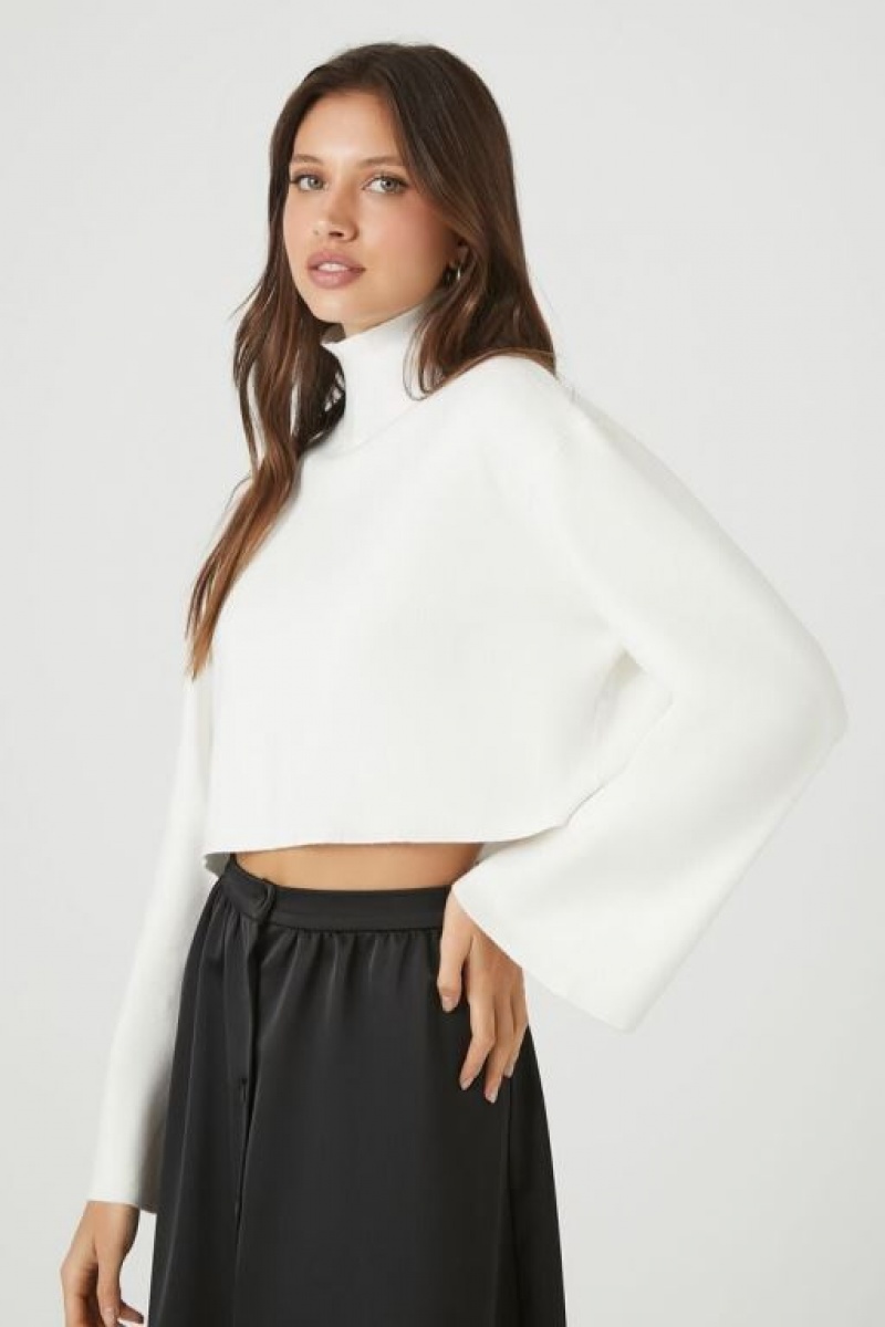 Suéteres Forever 21 Cropped Turtleneck Mujer Creme | SZP5WLhAX9z