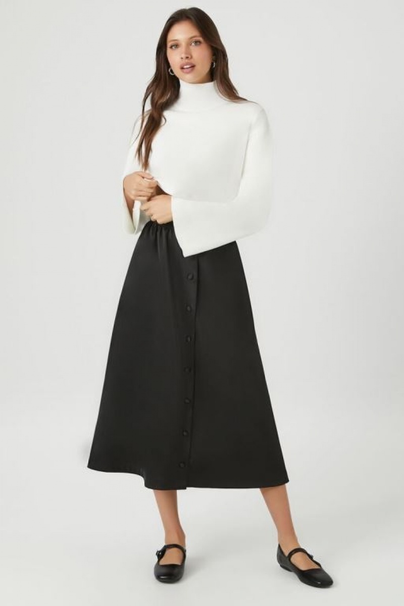 Suéteres Forever 21 Cropped Turtleneck Mujer Creme | SZP5WLhAX9z