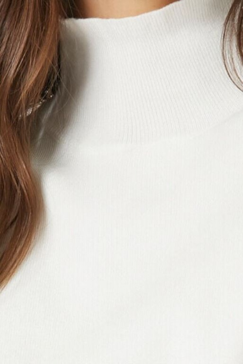 Suéteres Forever 21 Cropped Turtleneck Mujer Creme | SZP5WLhAX9z