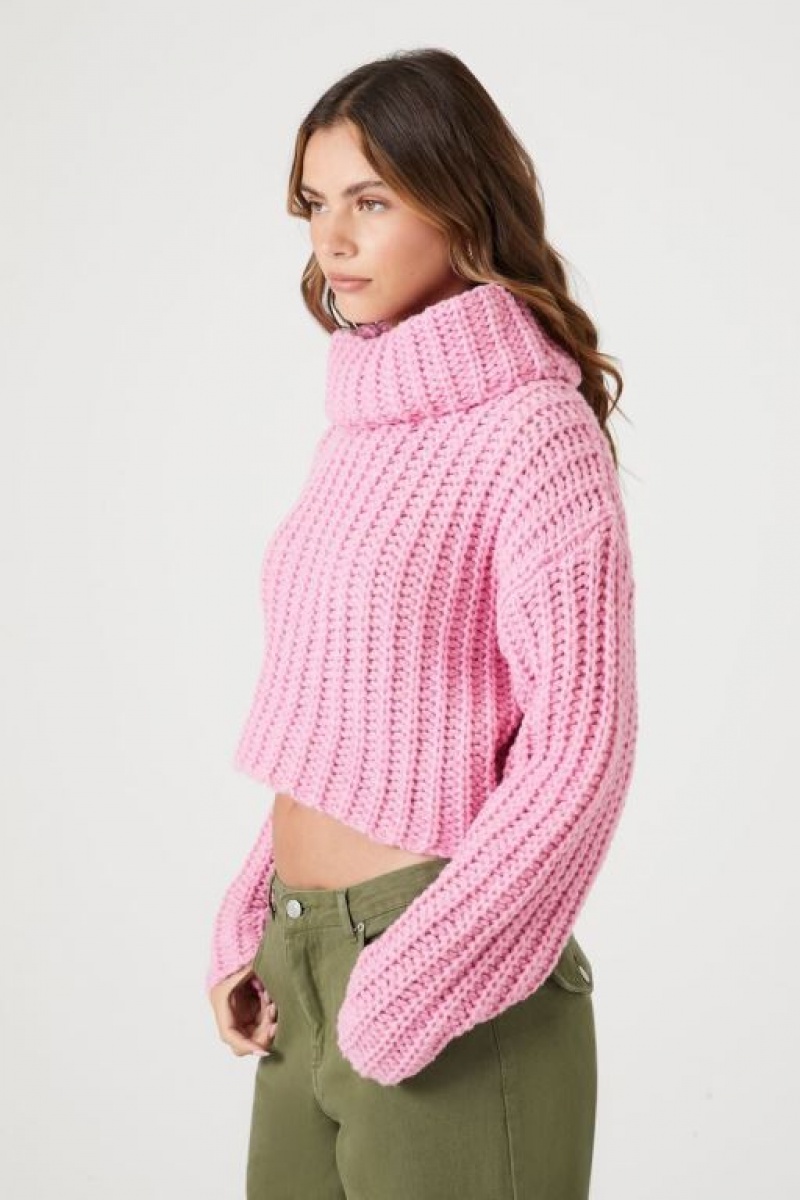 Suéteres Forever 21 Cropped Turtleneck Mujer Rosas | JCw5XqWgPxS