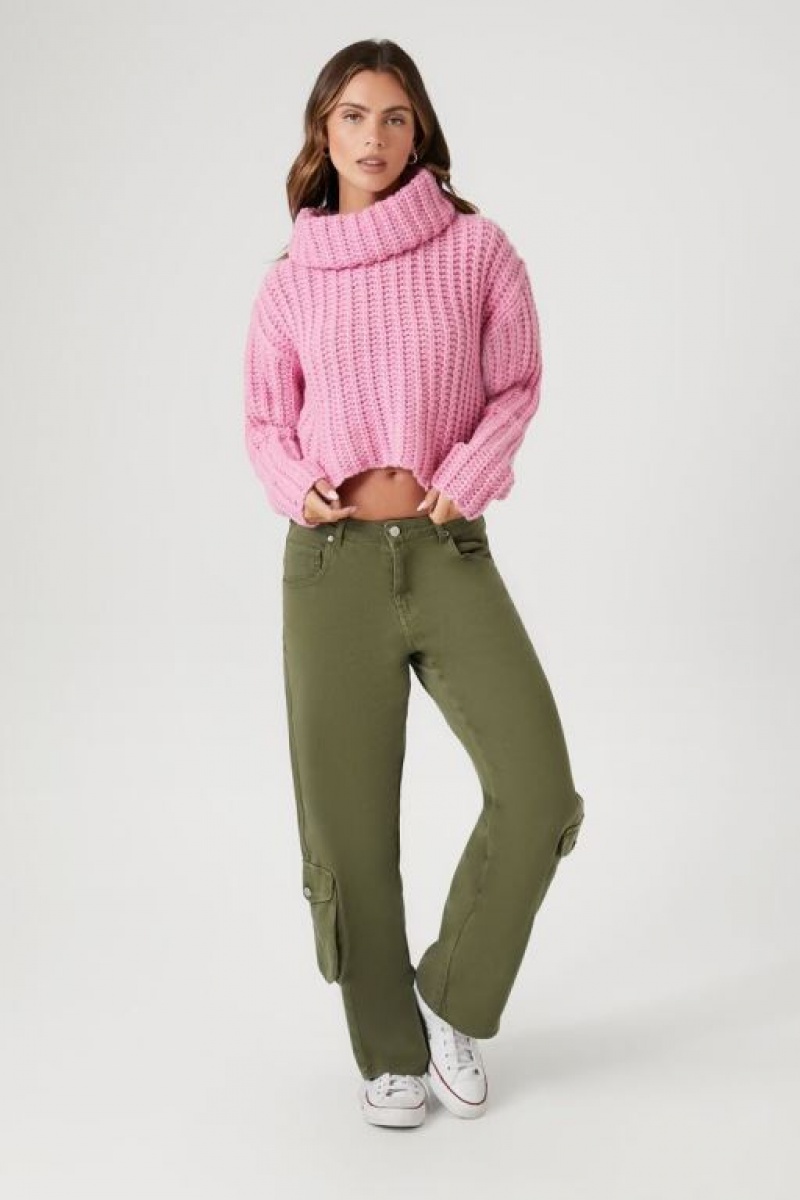 Suéteres Forever 21 Cropped Turtleneck Mujer Rosas | JCw5XqWgPxS