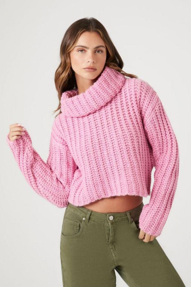 Suéteres Forever 21 Cropped Turtleneck Mujer Rosas | JCw5XqWgPxS