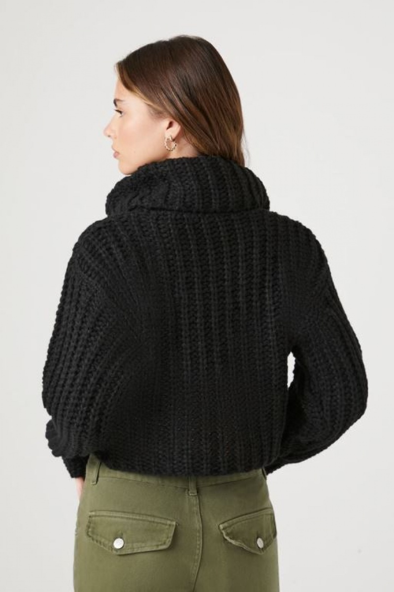 Suéteres Forever 21 Cropped Turtleneck Mujer Negras | 3MjfajPnG1M