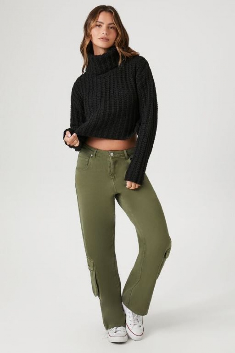 Suéteres Forever 21 Cropped Turtleneck Mujer Negras | 3MjfajPnG1M