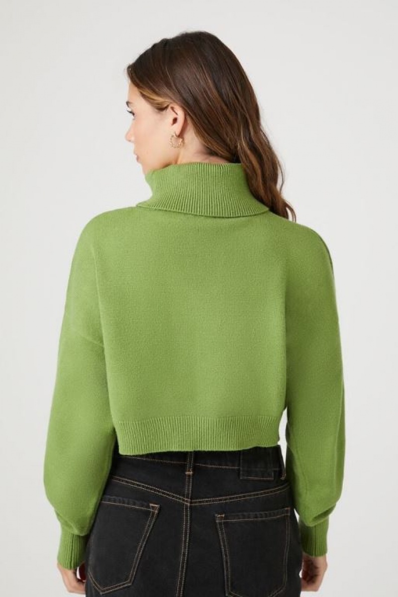 Suéteres Forever 21 Cropped Turtleneck Mujer Verde | QH7jddpFZyL