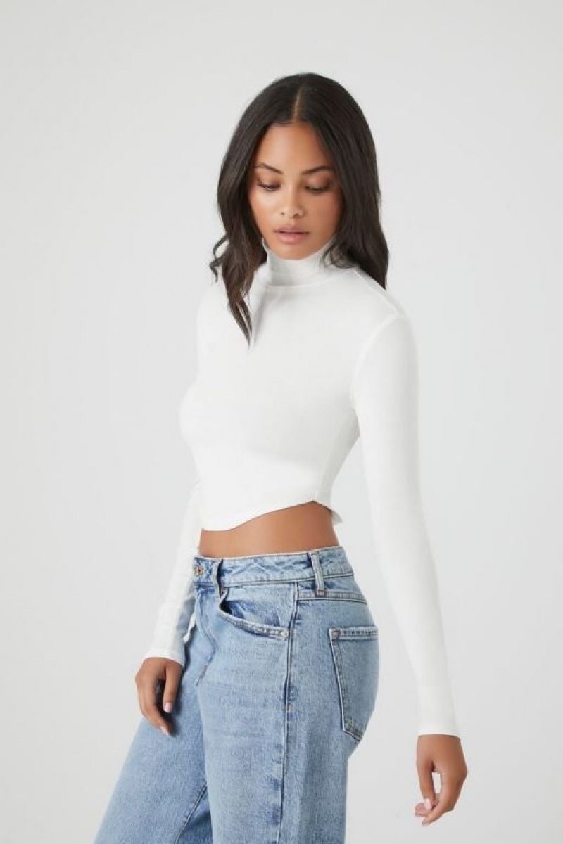 Suéteres Forever 21 Cropped Turtleneck Mujer Blancas | icnPYxqBUD6