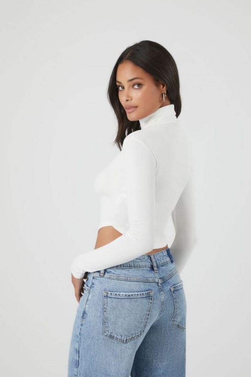 Suéteres Forever 21 Cropped Turtleneck Mujer Blancas | icnPYxqBUD6