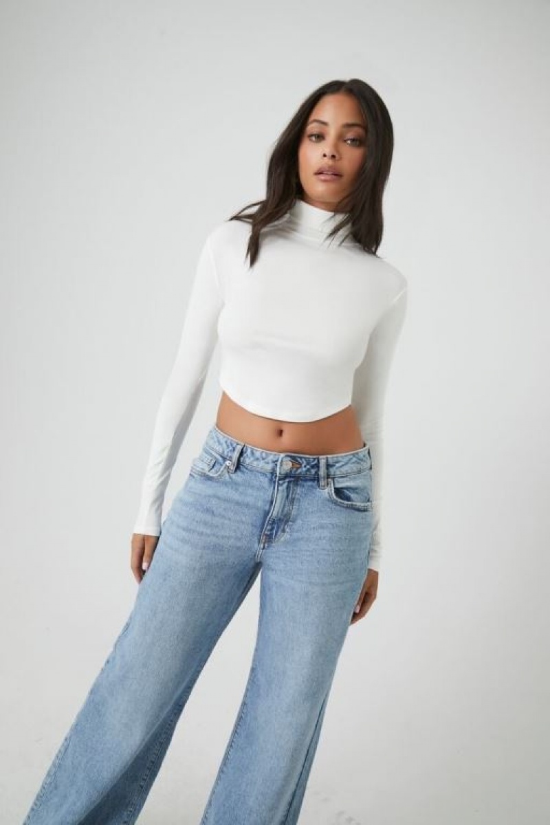 Suéteres Forever 21 Cropped Turtleneck Mujer Blancas | icnPYxqBUD6