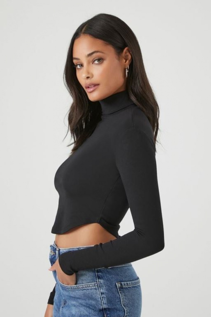 Suéteres Forever 21 Cropped Turtleneck Mujer Negras | 4sAn5E1syhD