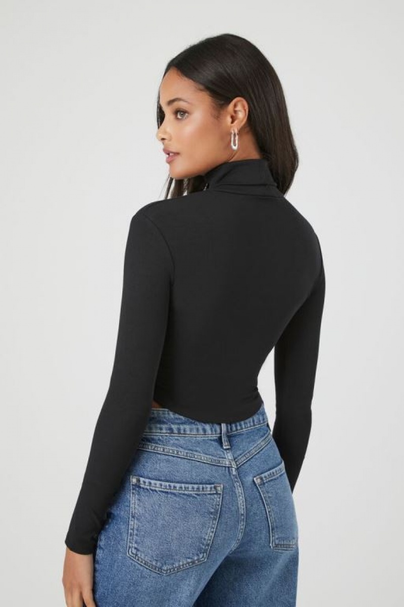 Suéteres Forever 21 Cropped Turtleneck Mujer Negras | 4sAn5E1syhD