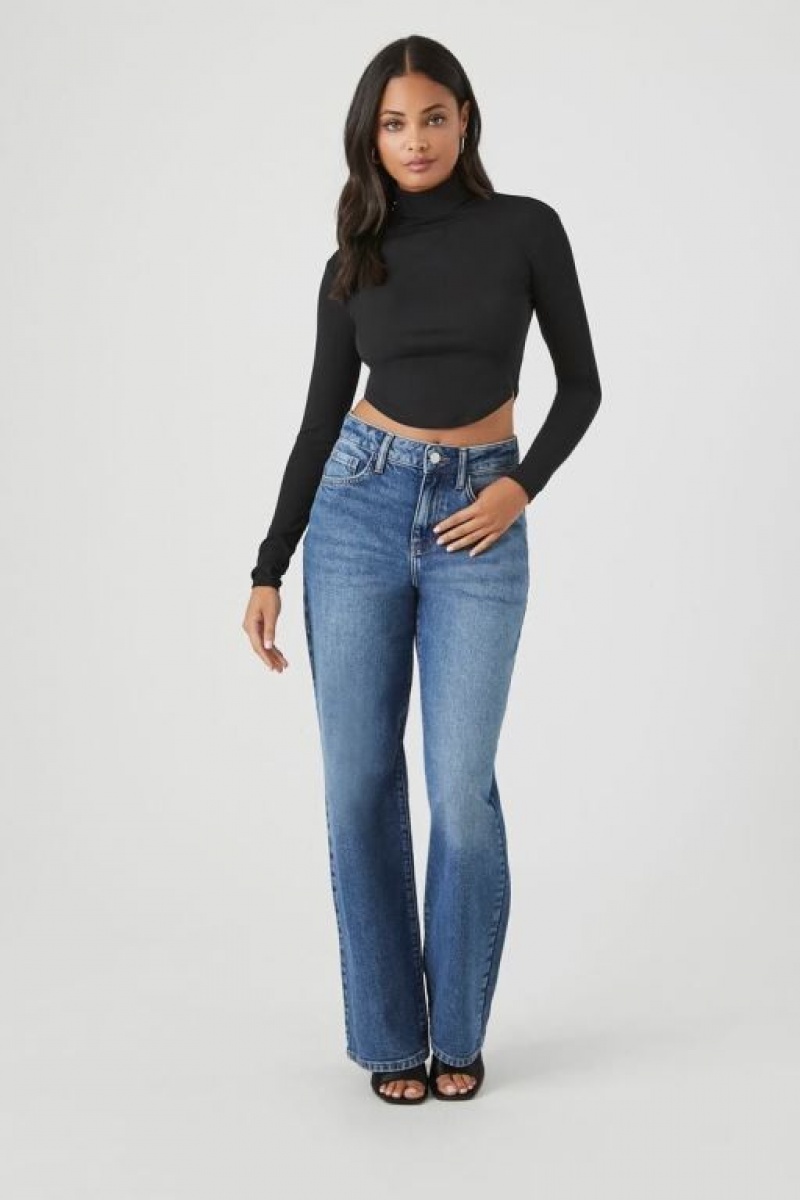 Suéteres Forever 21 Cropped Turtleneck Mujer Negras | 4sAn5E1syhD