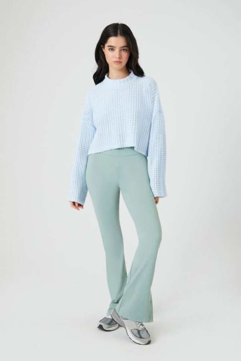 Suéteres Forever 21 Cropped Waffle Knit Mujer Azules | OGqiSjEO4WO