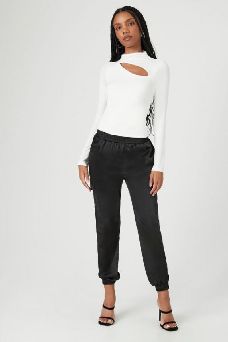 Suéteres Forever 21 Cutout Mock Neck Mujer Blancas | Bu4AdwwNawa