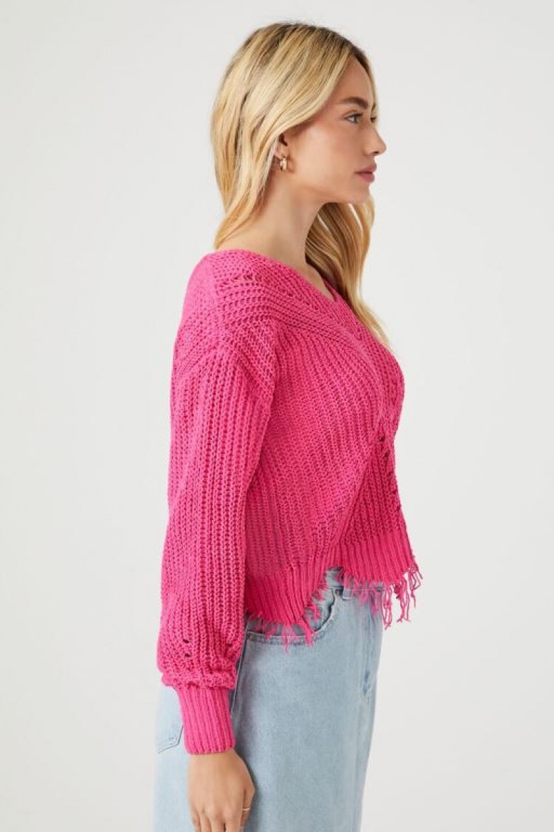 Suéteres Forever 21 Distressed Sharkbite Cutout Mujer Rosas | IaeNk0GQrE0