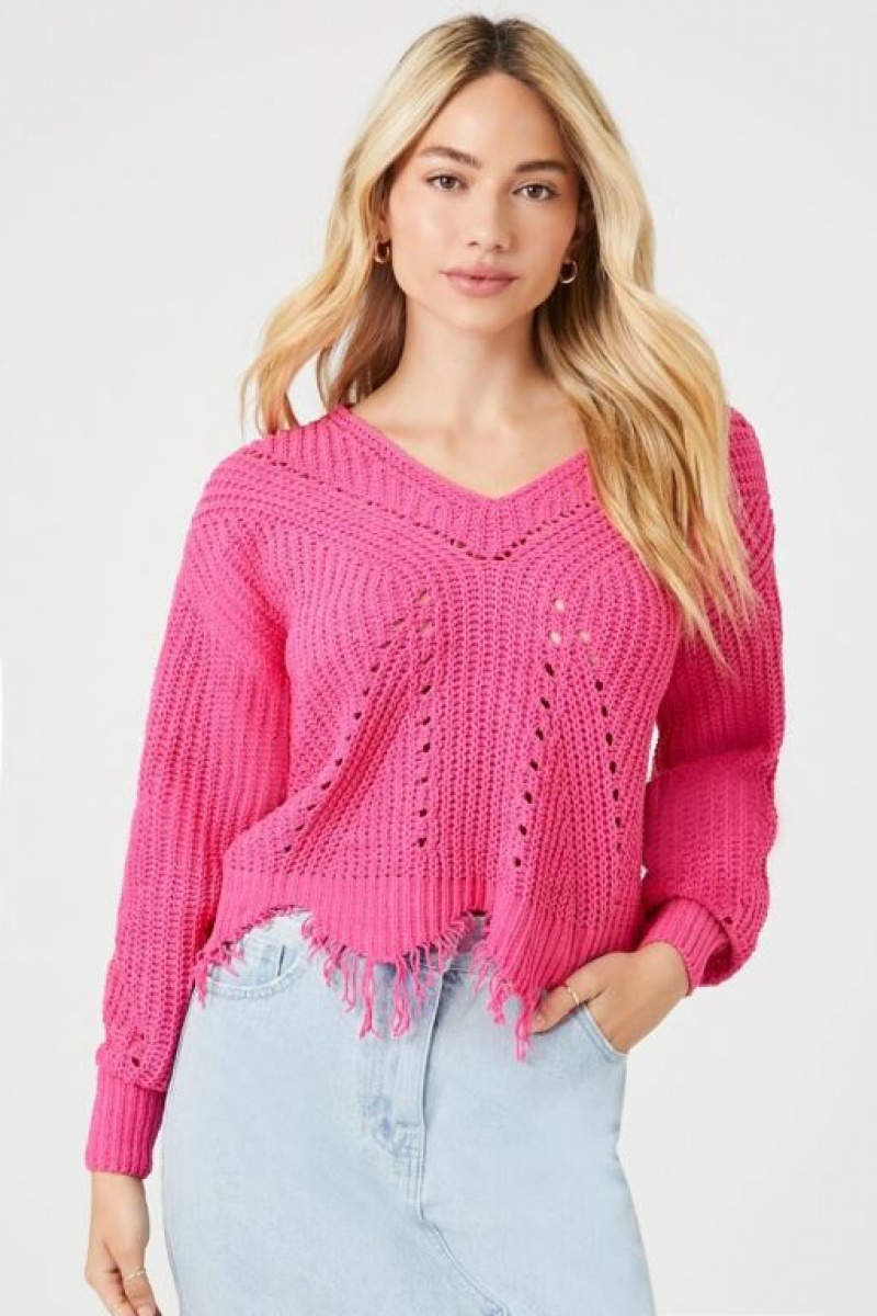 Suéteres Forever 21 Distressed Sharkbite Cutout Mujer Rosas | IaeNk0GQrE0