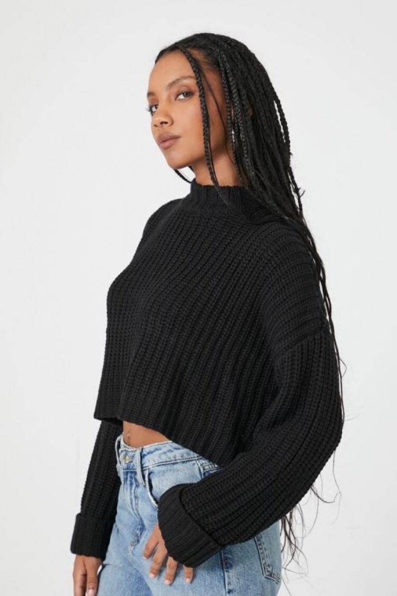 Suéteres Forever 21 Drop Sleeve Crew Mujer Negras | DdURSCYD2vD