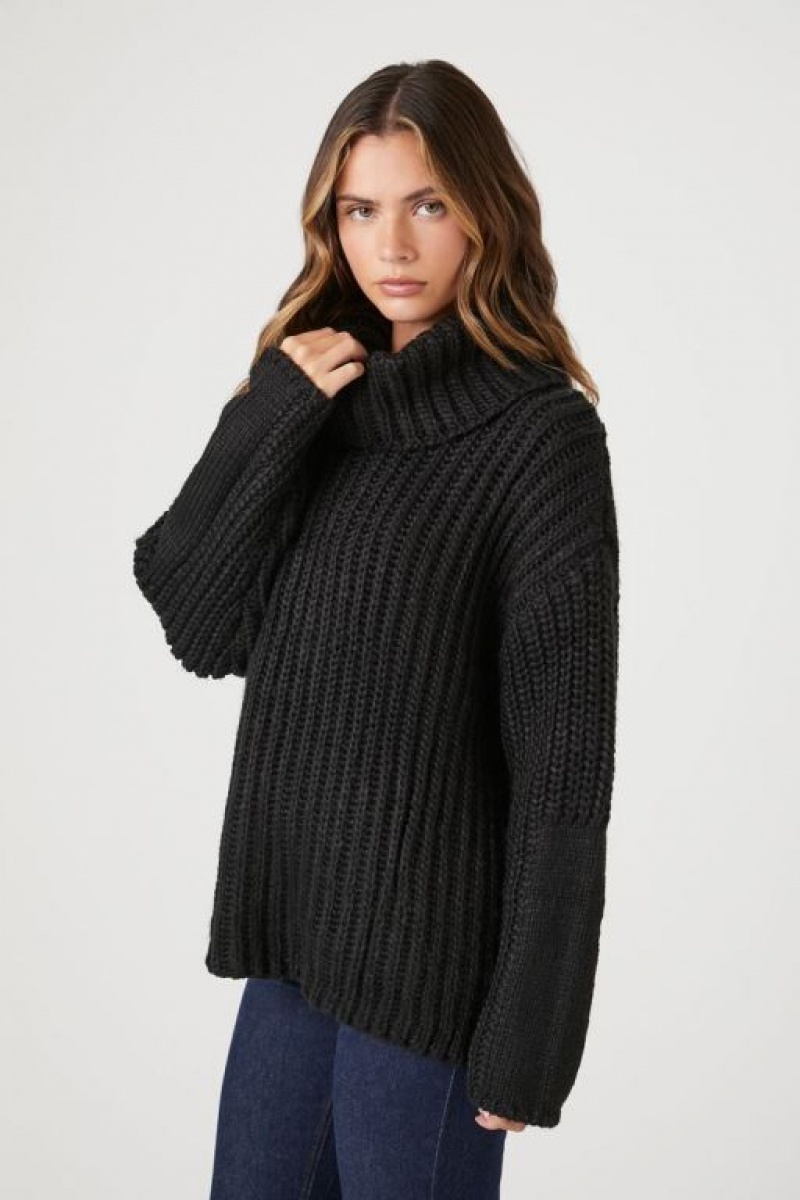 Suéteres Forever 21 Drop Sleeve Turtleneck Mujer Negras | u4LCNHEVDah